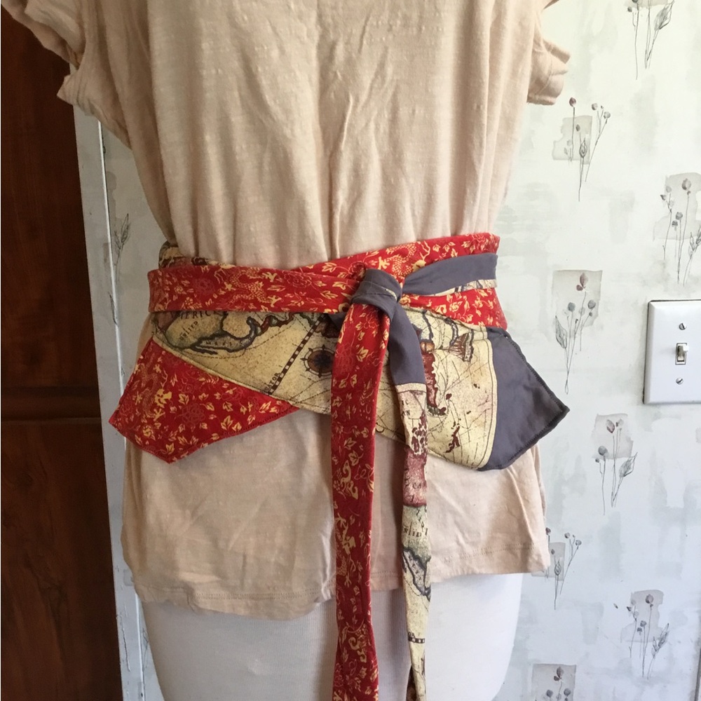 Unique Red and Beige Wrap Belt